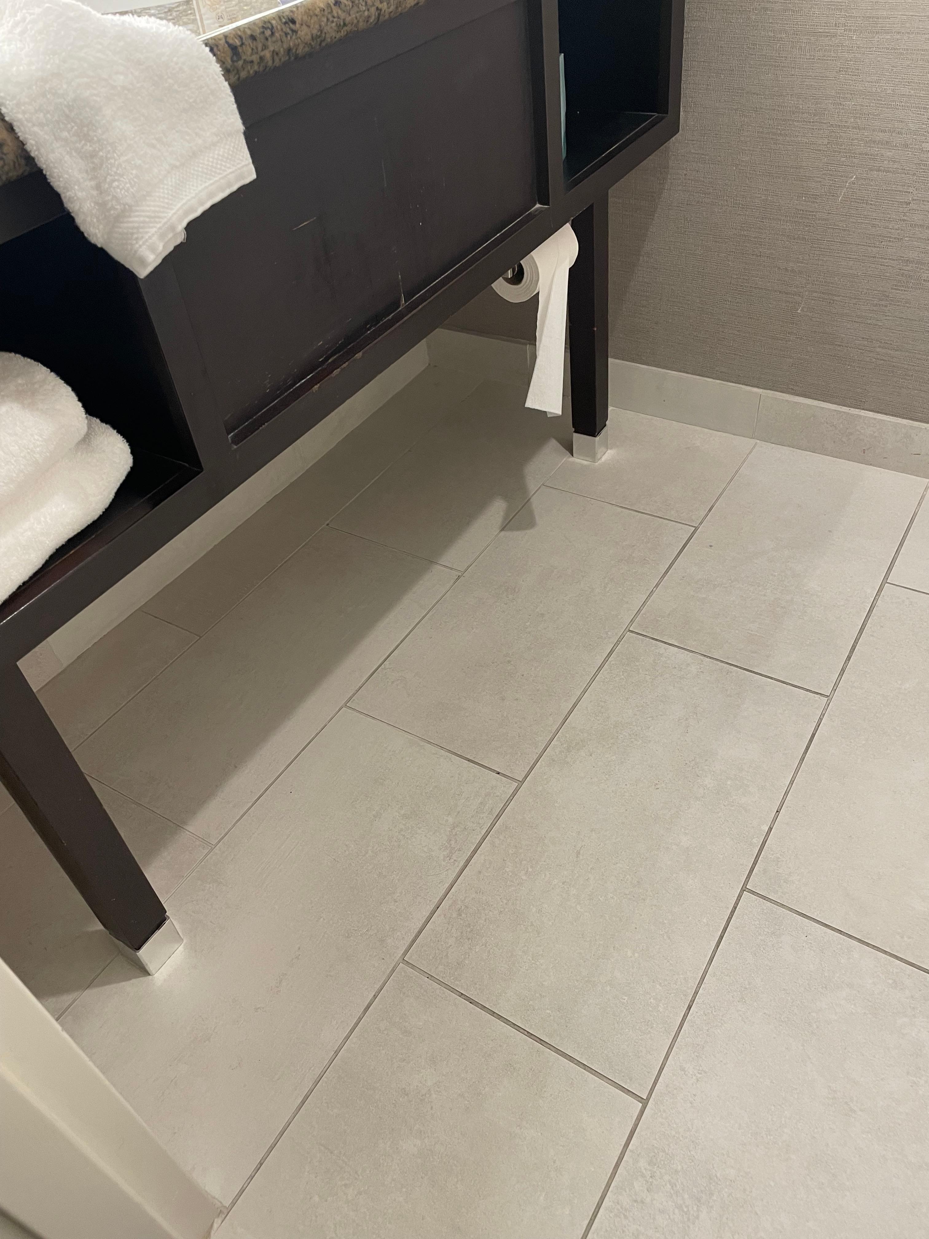 No trash can in bathroom 