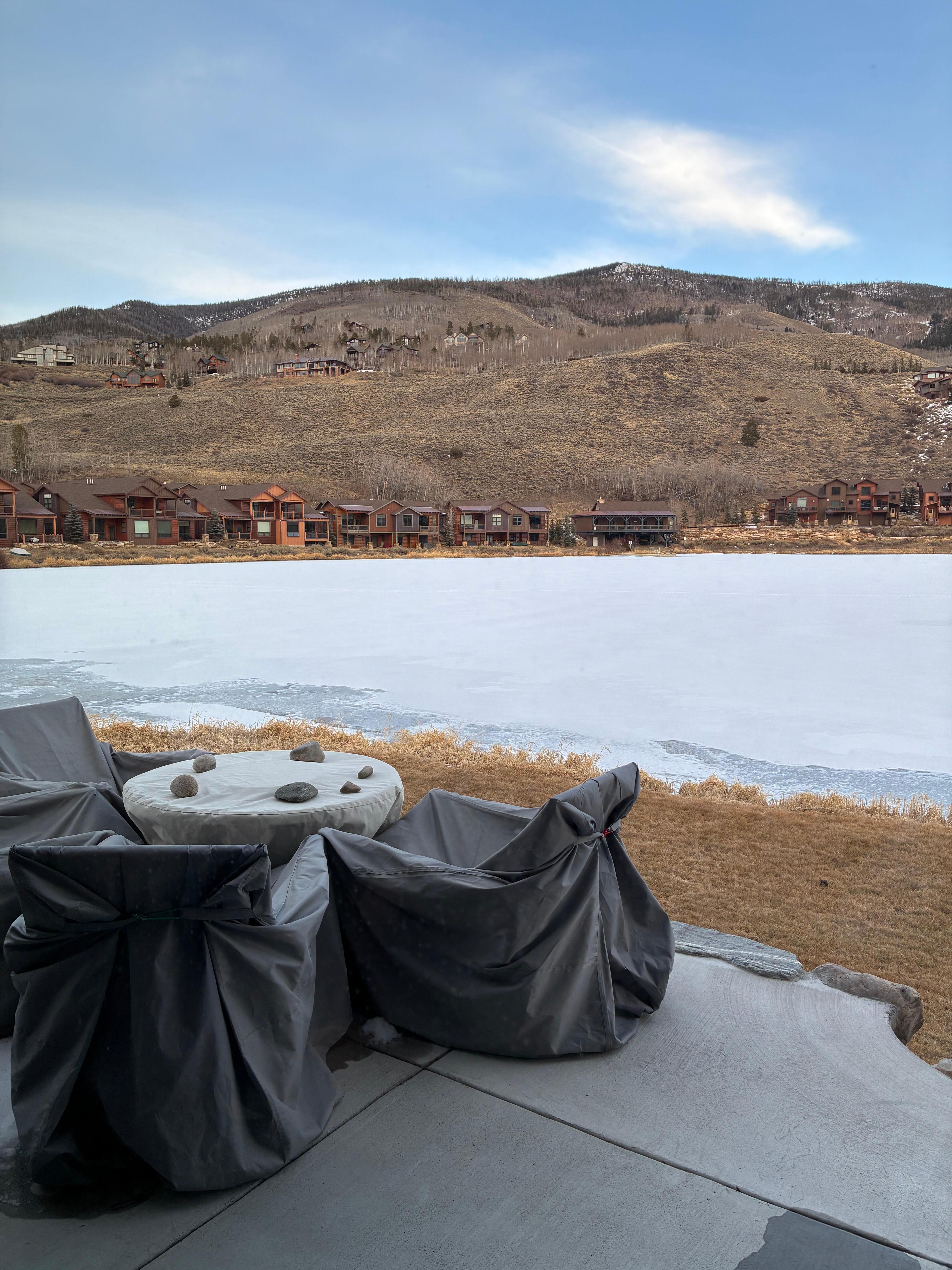 Patio view from the living room to the lake