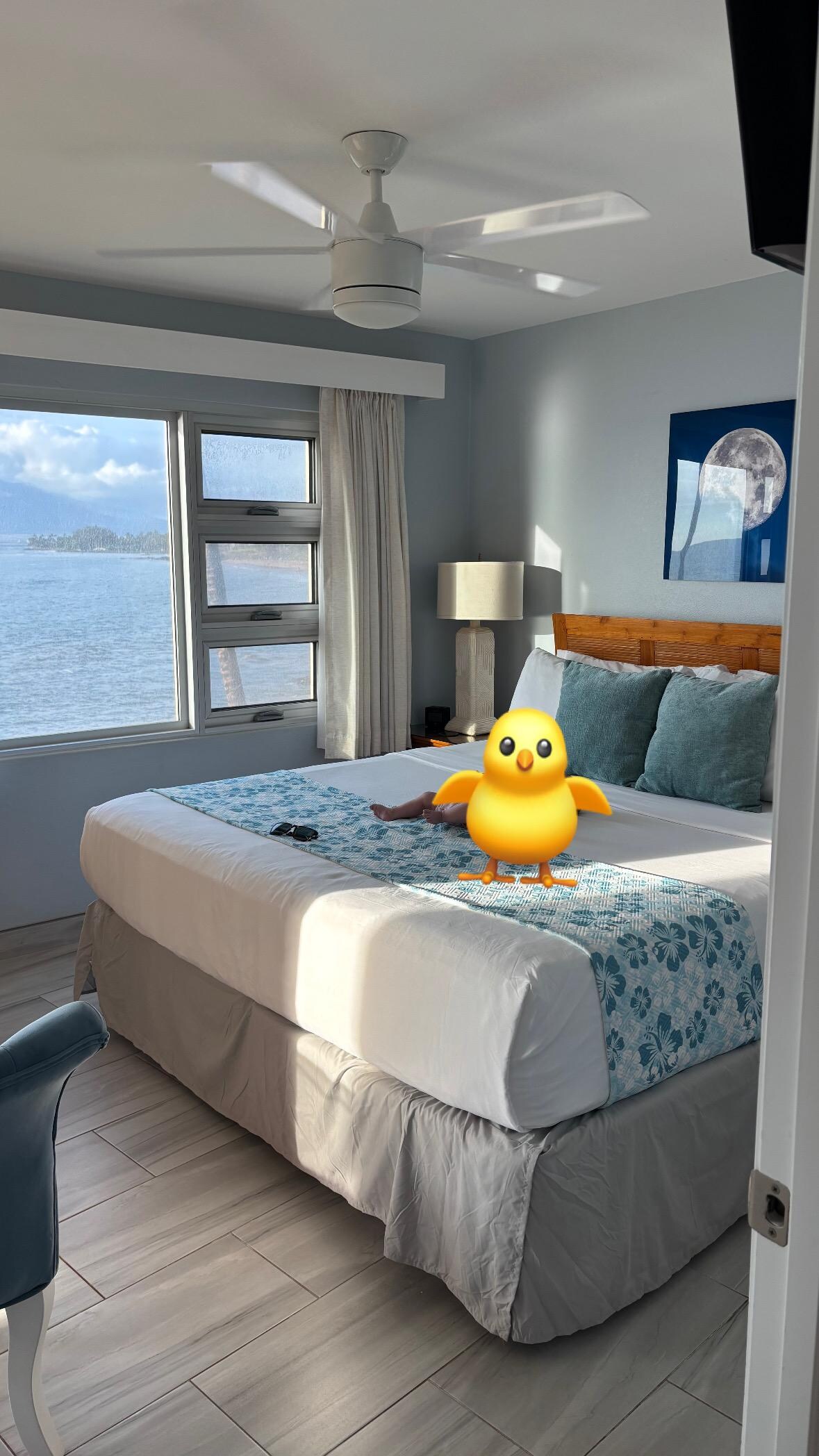 Spacious bedroom with room for a mini crib for our infant