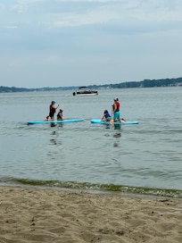 Paddle boarding on Lakr Macatawa.