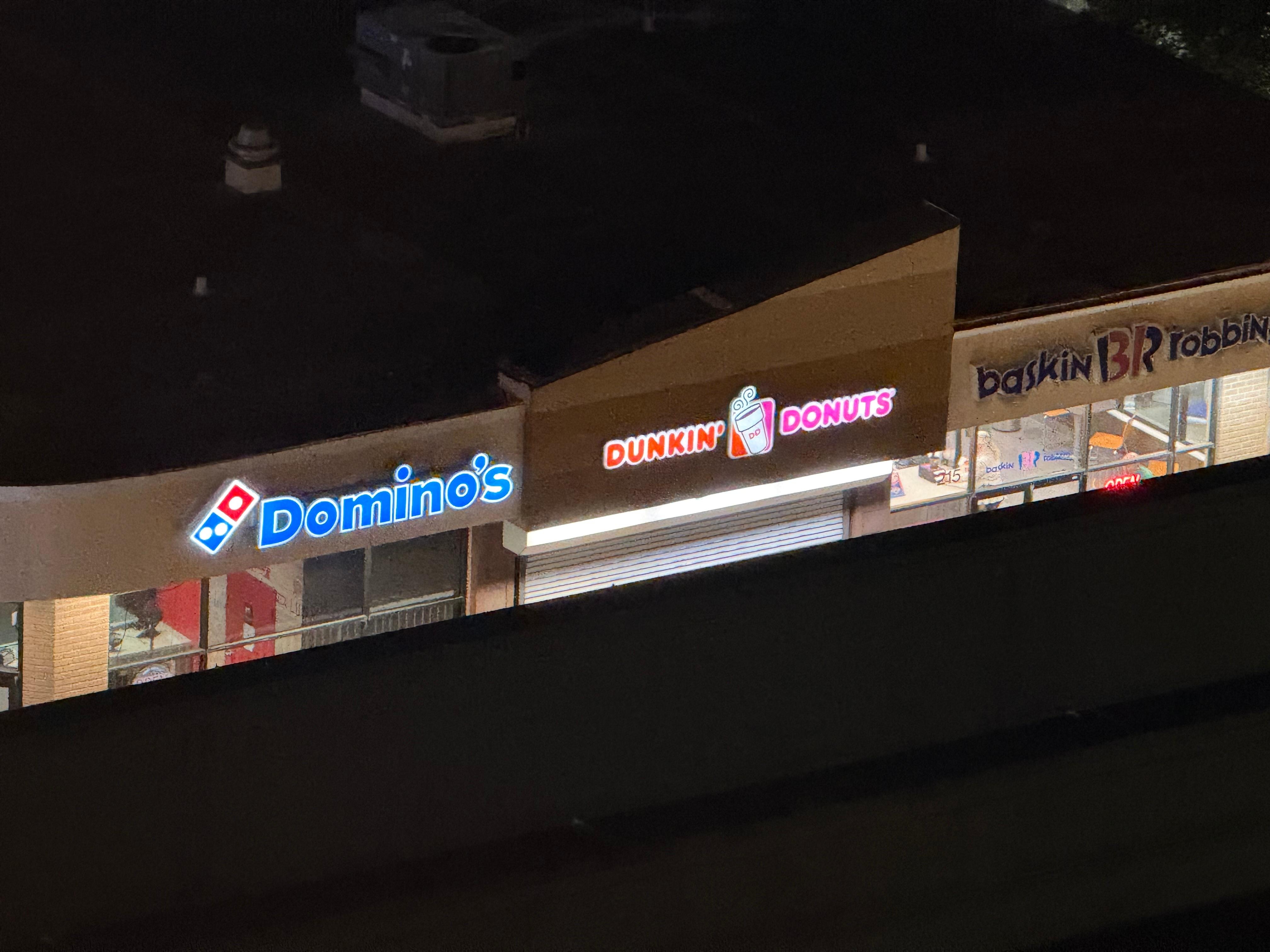 Across the street city view . No vending machines carry snacks in .