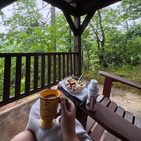 Sitting to enjoy my day staying in because of the rain. I’m not upset about it tho