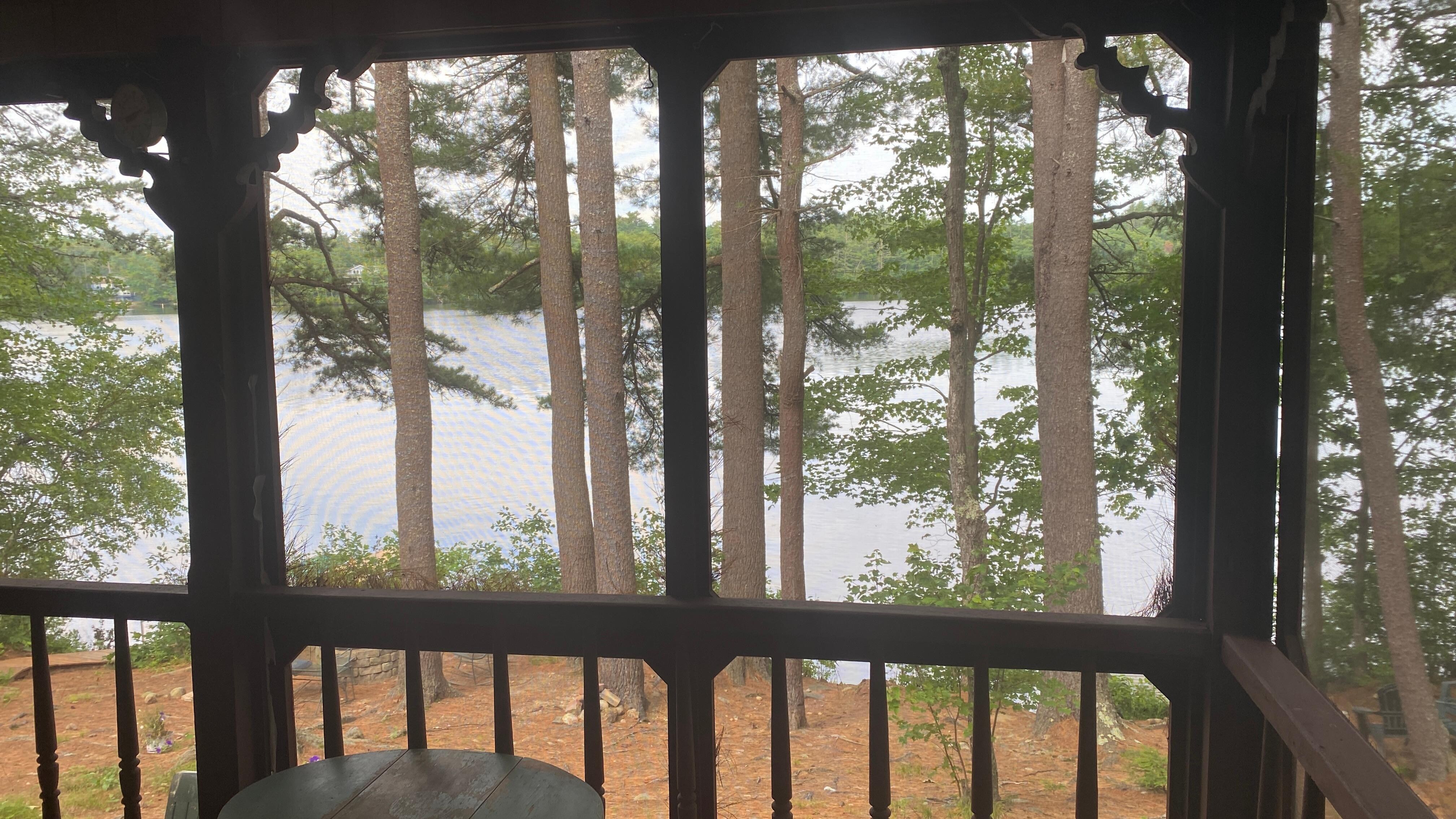 Lake view from screened-in porch.