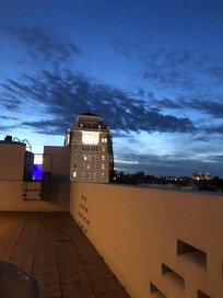 Rooftop at sunset view looking west