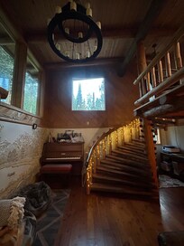 Stairs to kitchen from living room