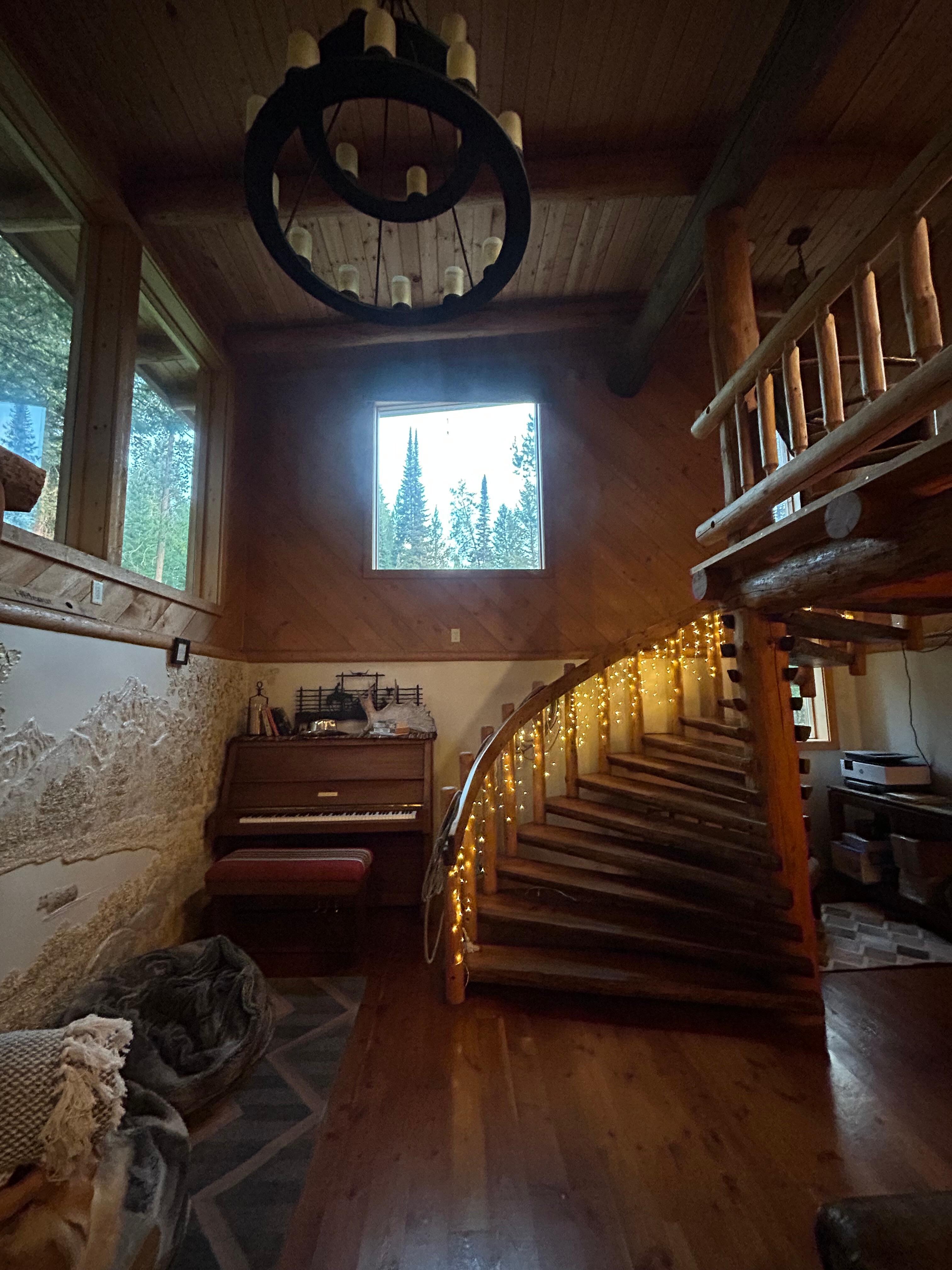 Stairs to kitchen from living room