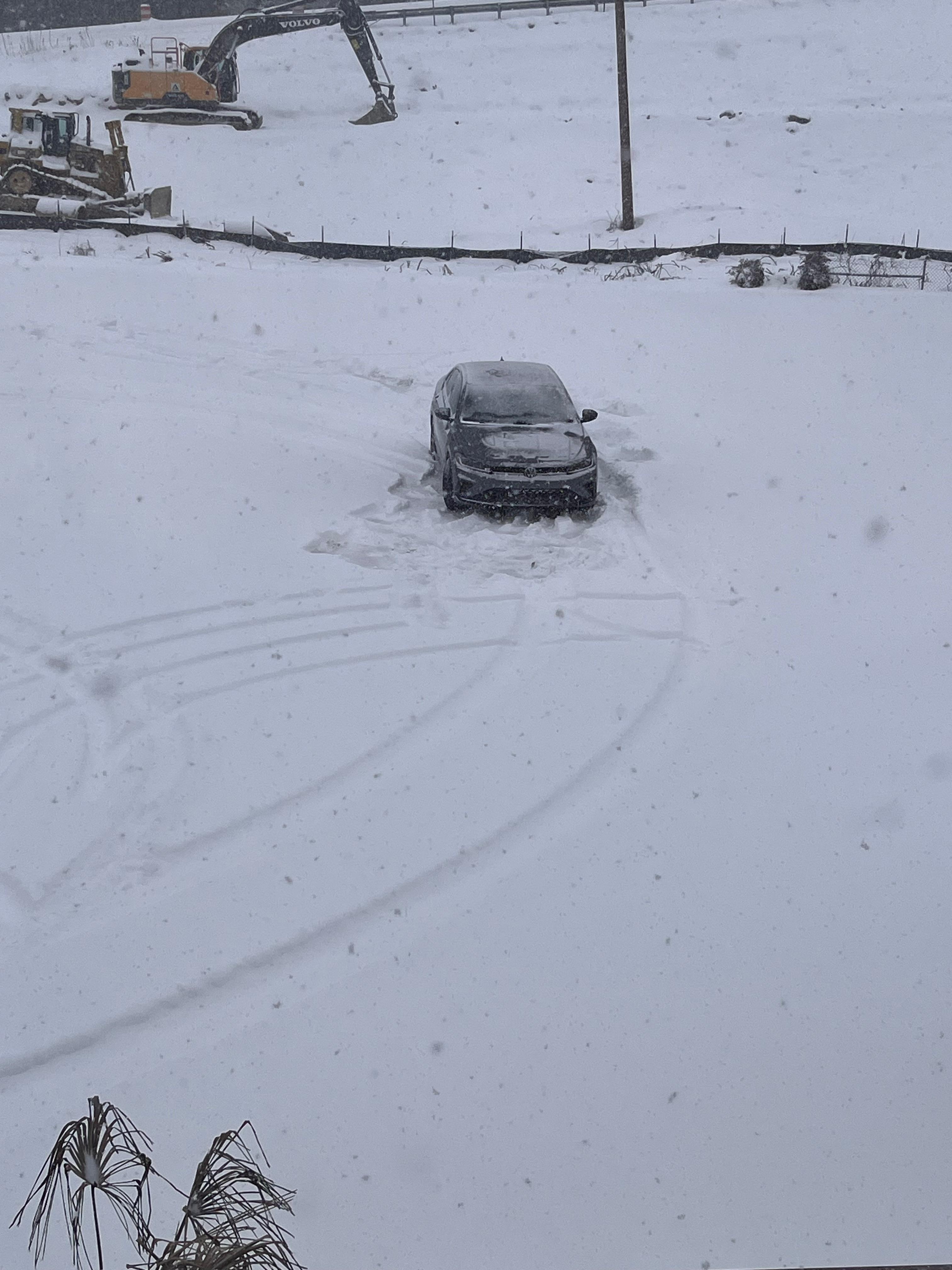 My rental car stuck in the parking lot of the hotel