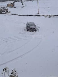 My rental car stuck in the parking lot of the hotel