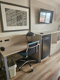 Workspace and XL mini fridge