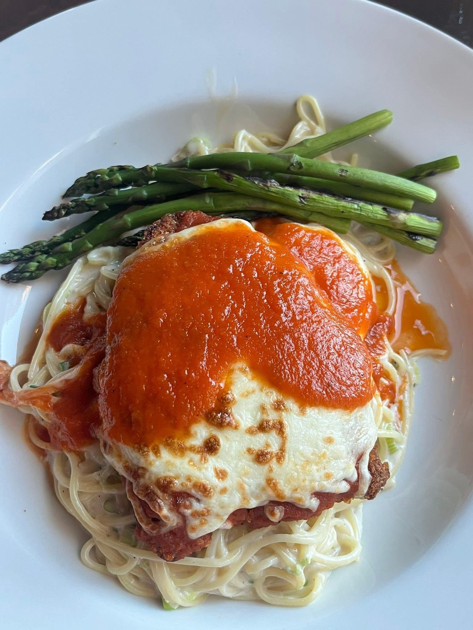 Main meal chicken cacciatore with spaghetti linguini so yummy