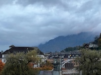 From balcony looking half left, in the morning wth fog.