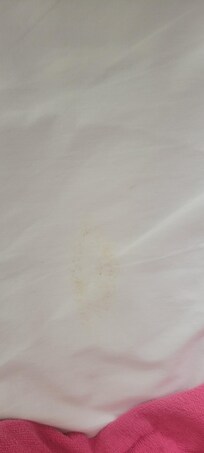 Dirty sheets with nasty crusty looking stain.
