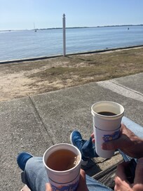 Enjoying coffee from Southport Coffee down by the water to start the morning.