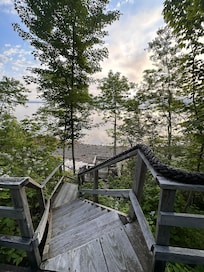 The stairs leading to the waterfront in back yard!