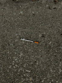 Needle on sidewalk from Druggies