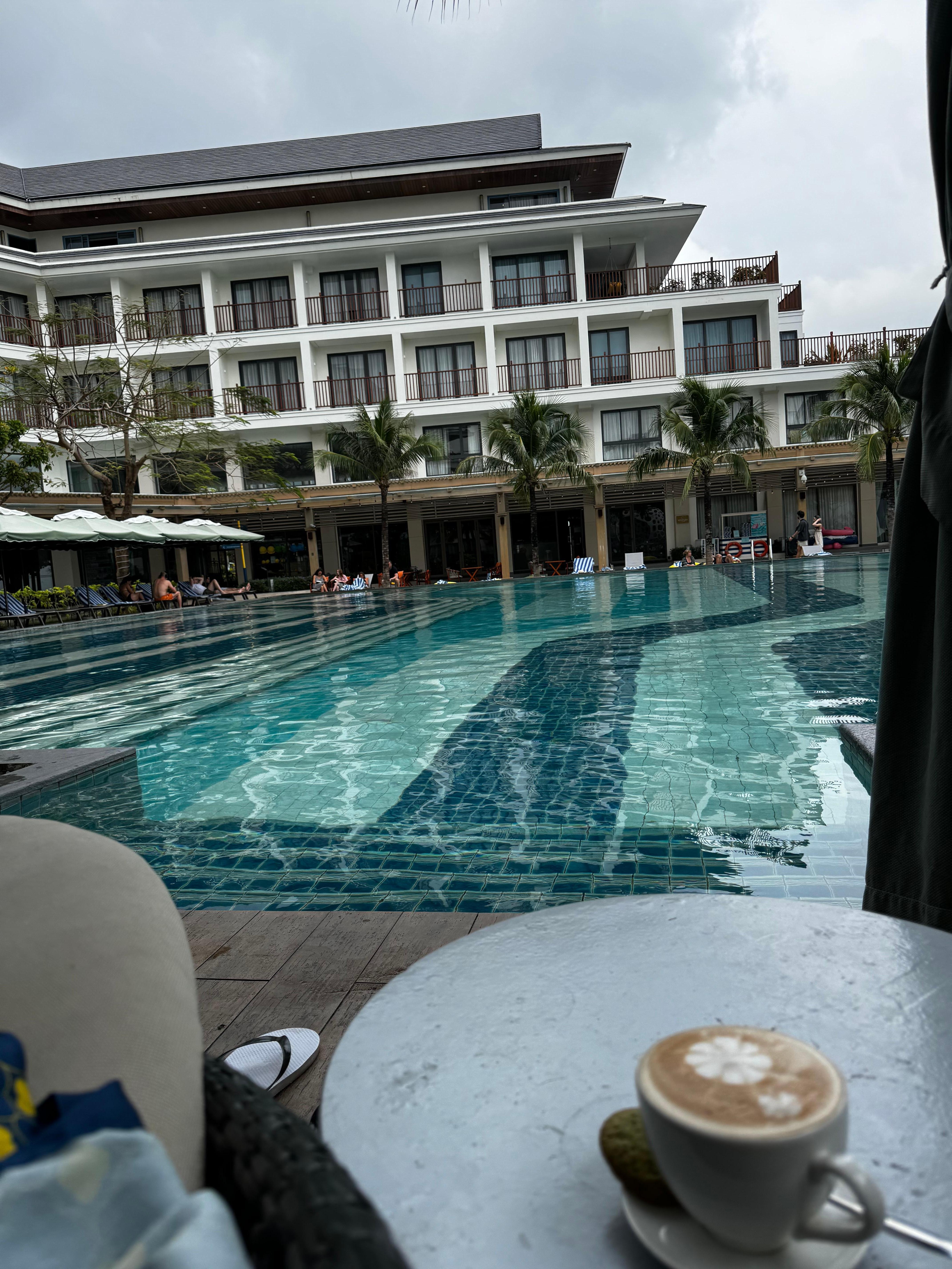 cappuccino by the pool