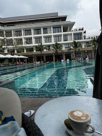 cappuccino by the pool