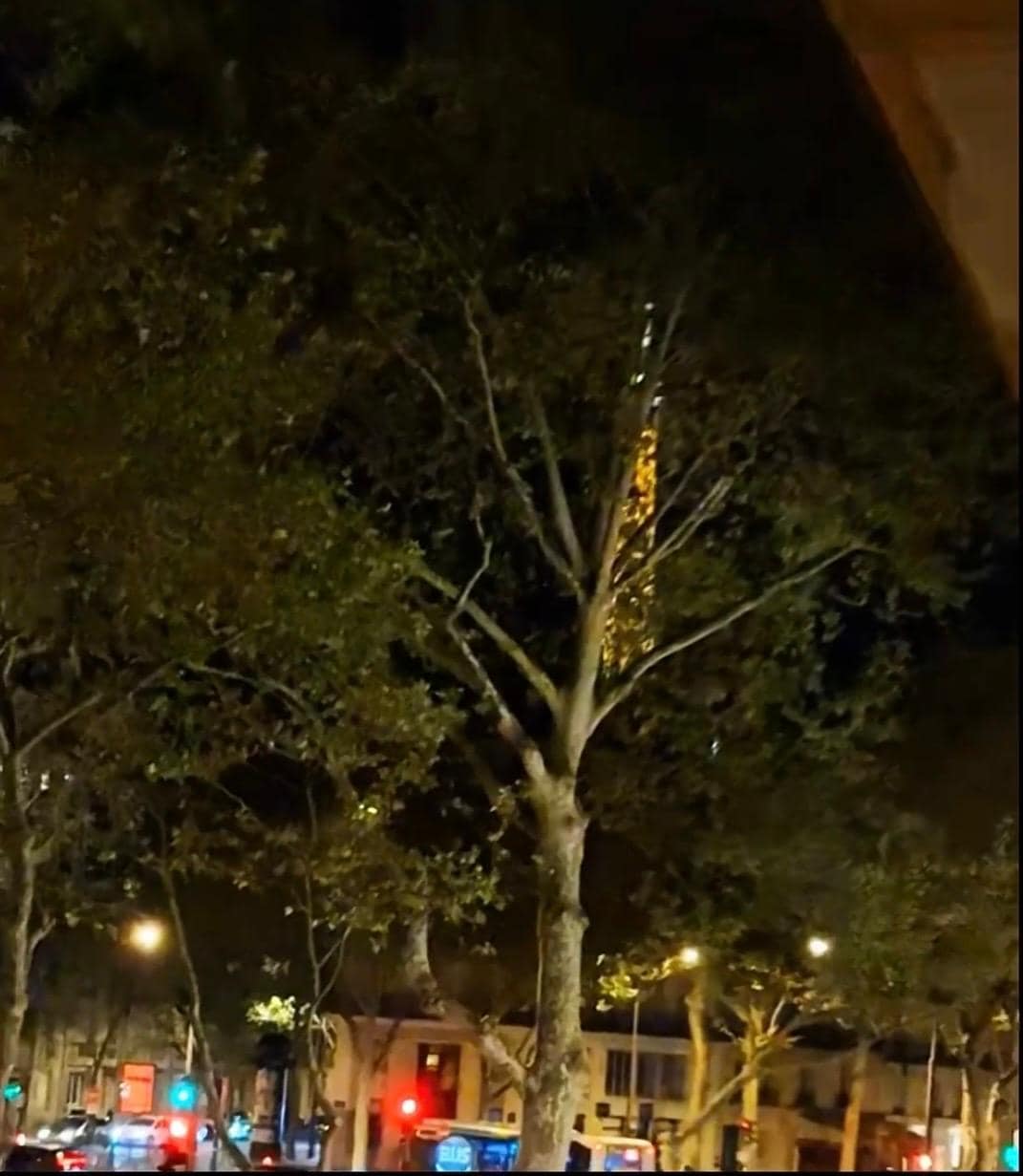 Eiffel Tower view from window top sphere 