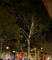 Eiffel Tower view from window top sphere