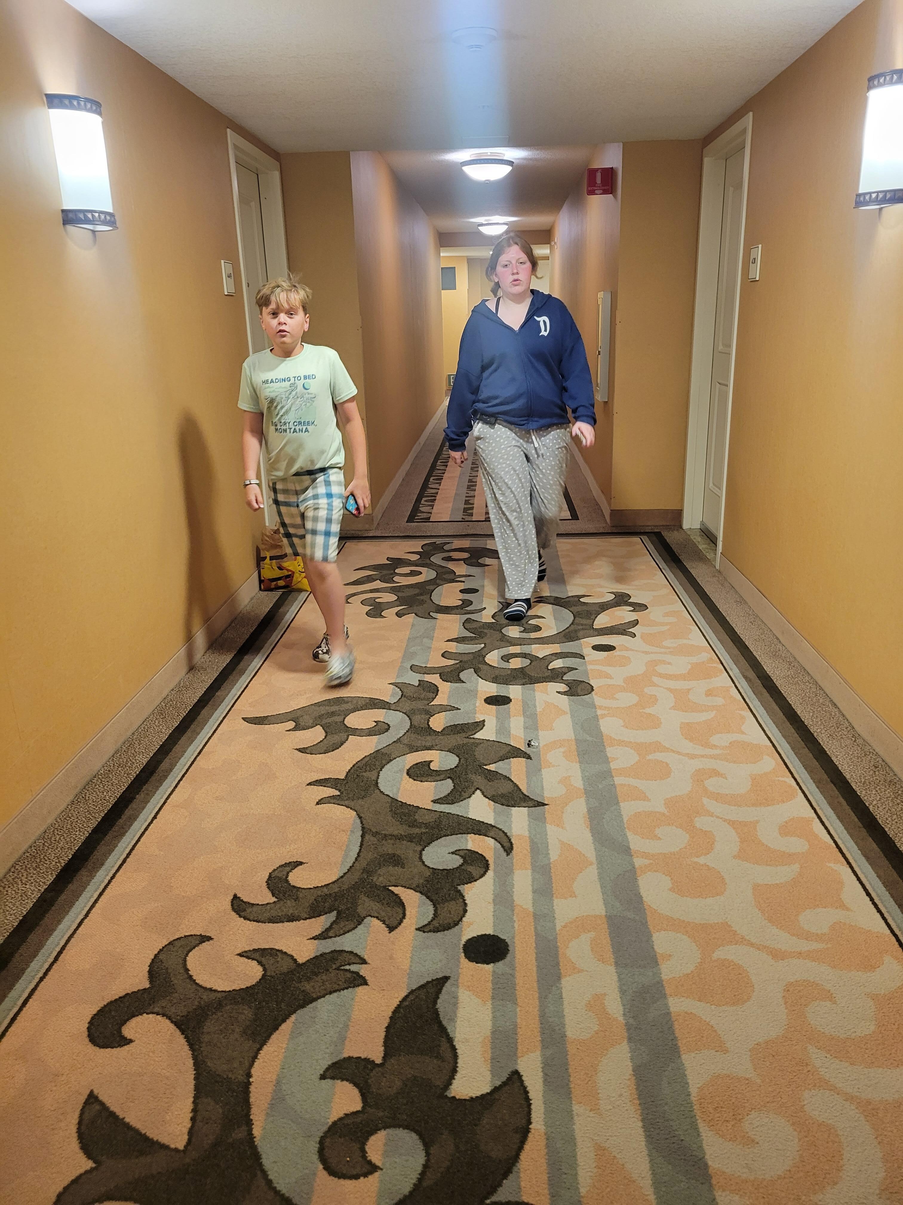 My kids in the hallway 