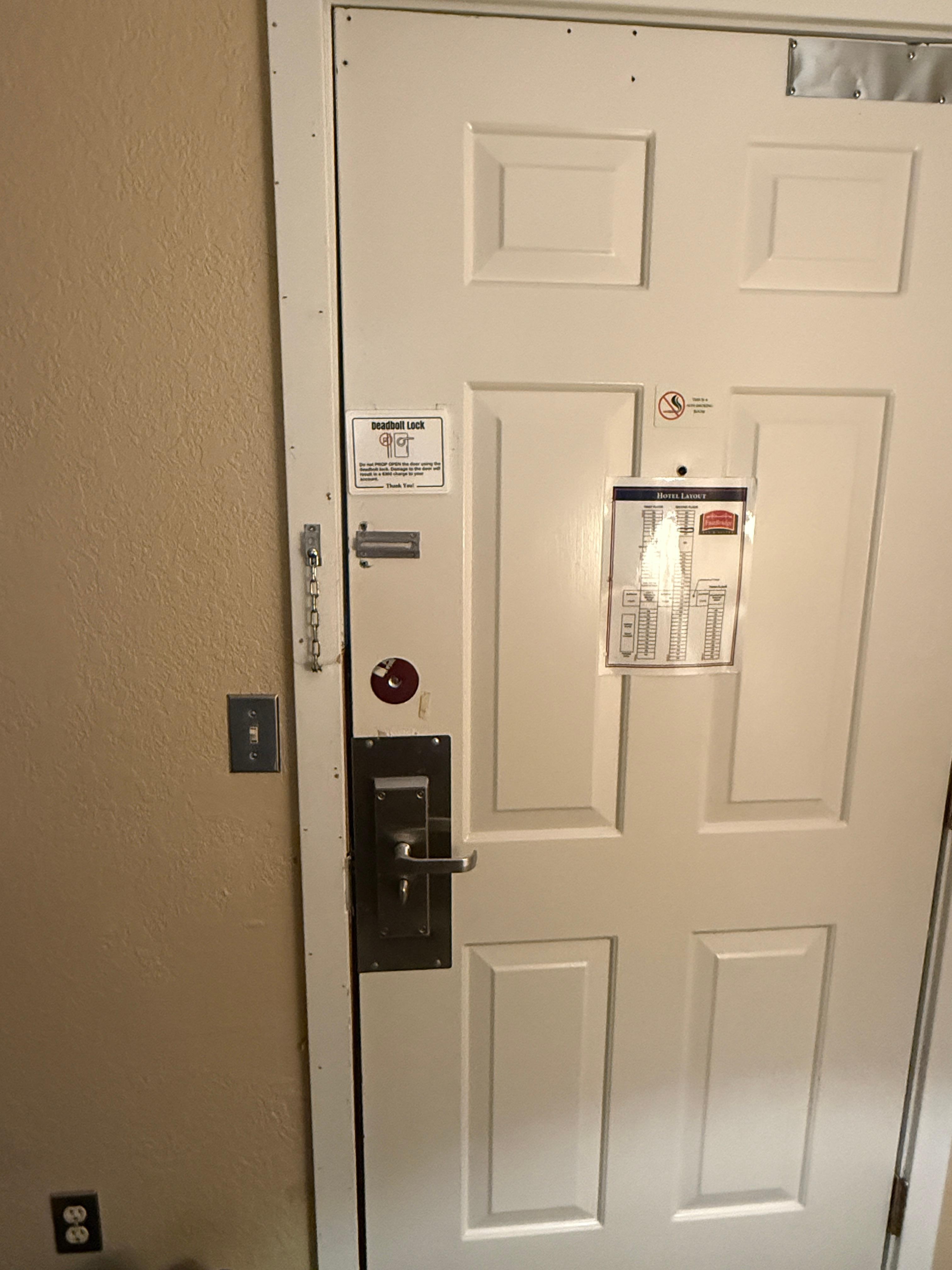 Door didn’t close tight we could see daylight through it.