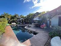 Outdoor space and pool
