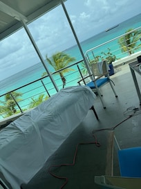 Getting ready for an ocean view massage.