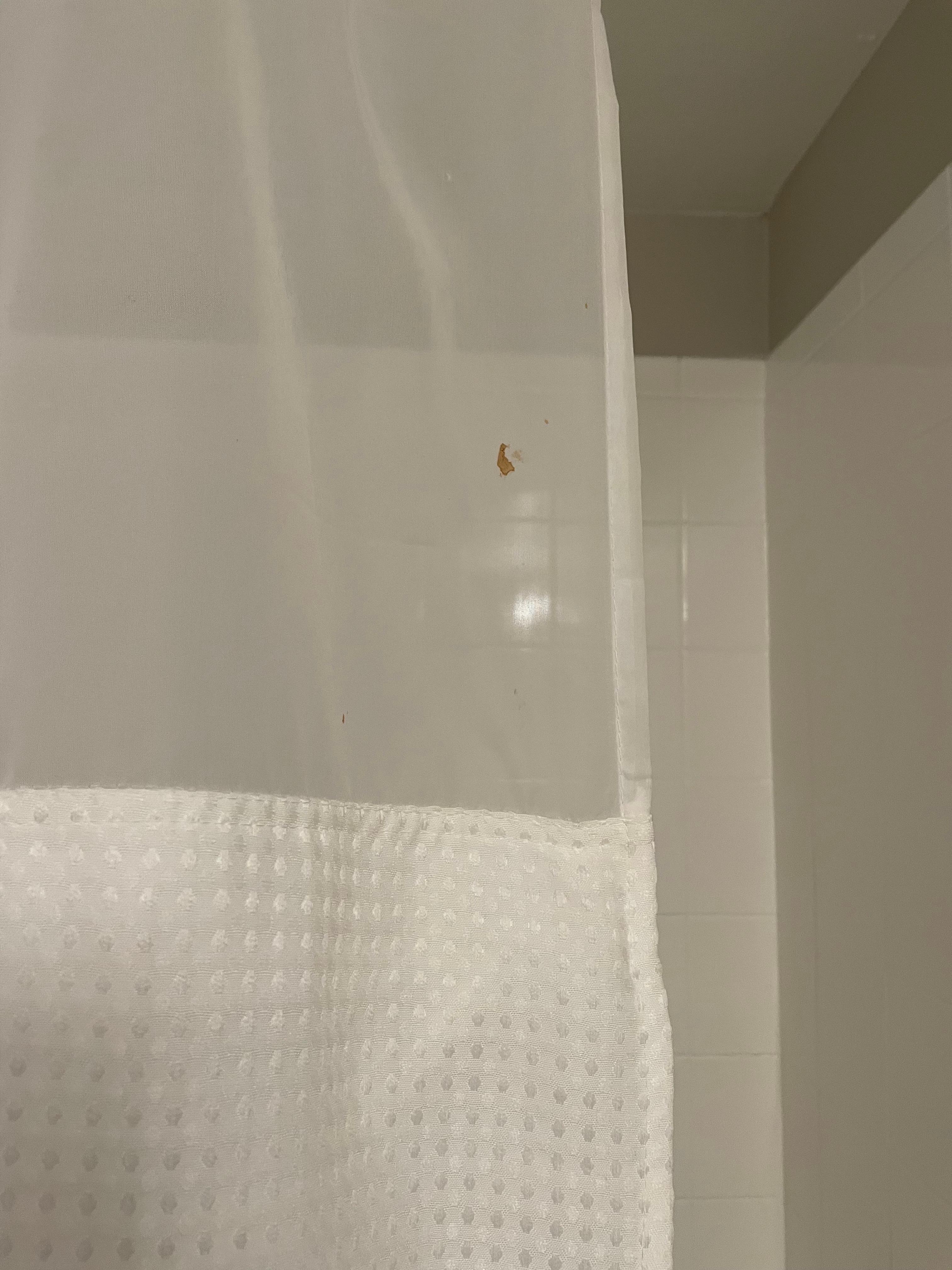 Stained shower curtain 