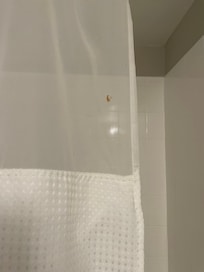 Stained shower curtain