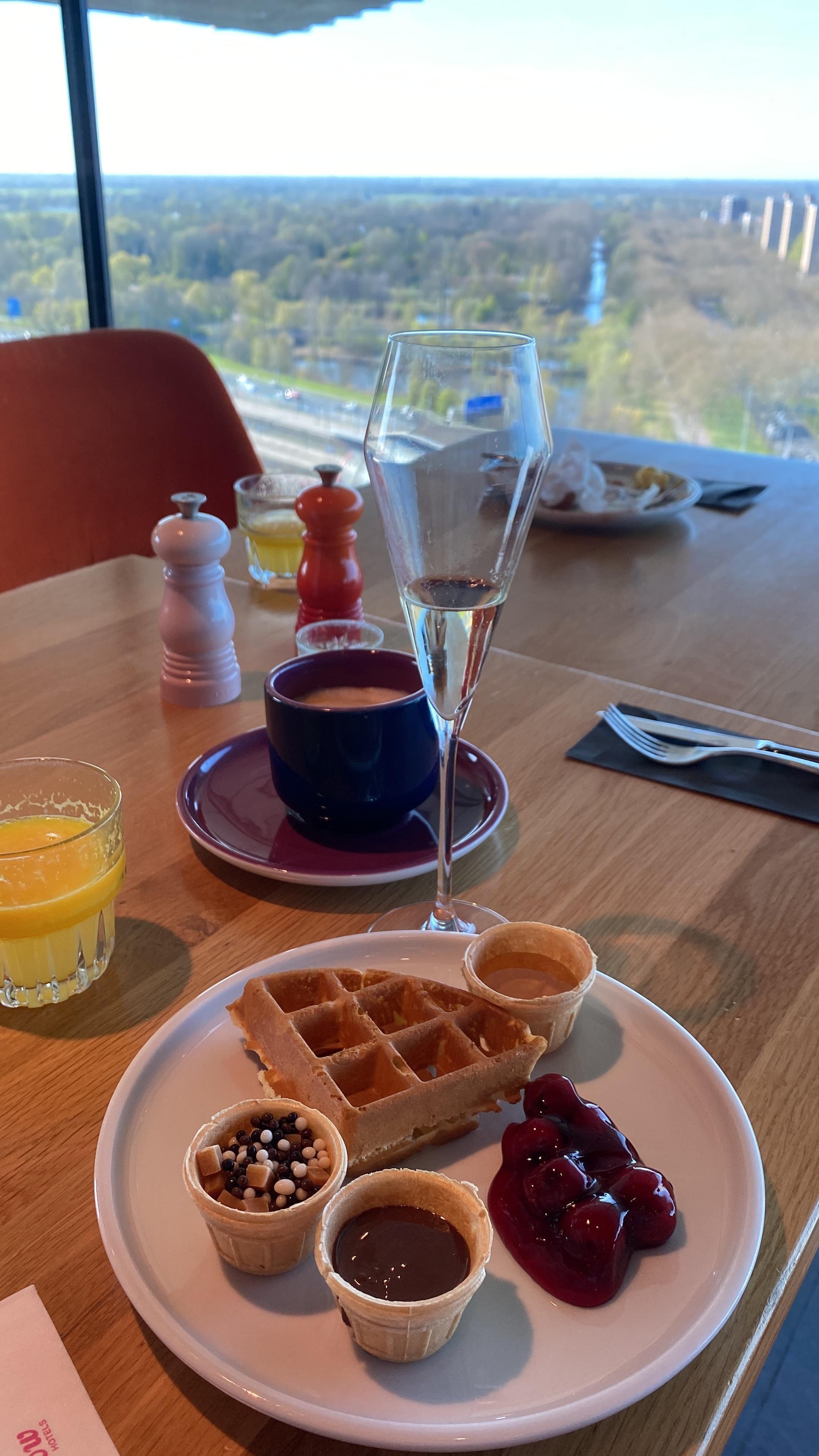 Wine & waffle bfast!