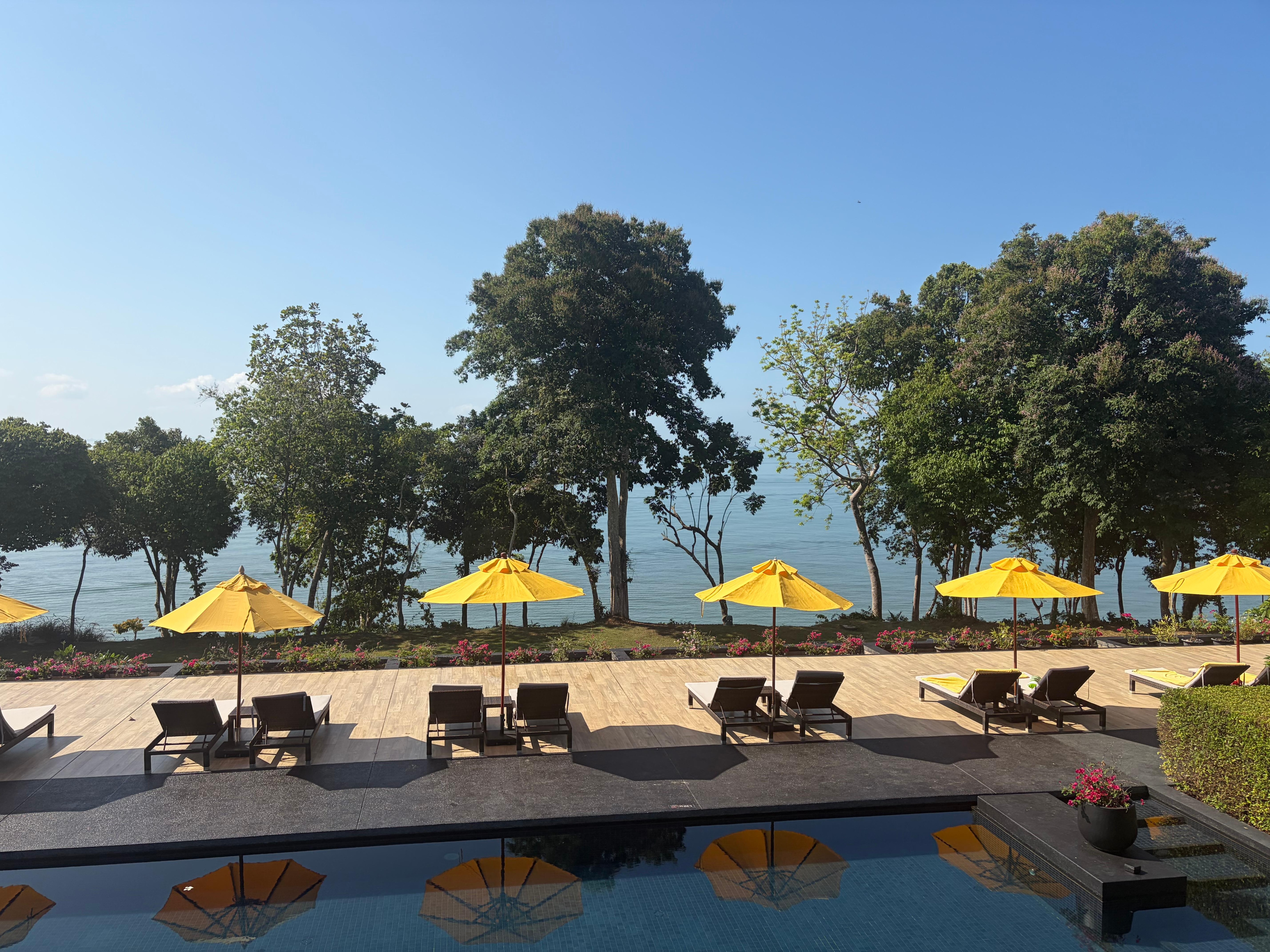 Adult and family pools overlooking the sea.