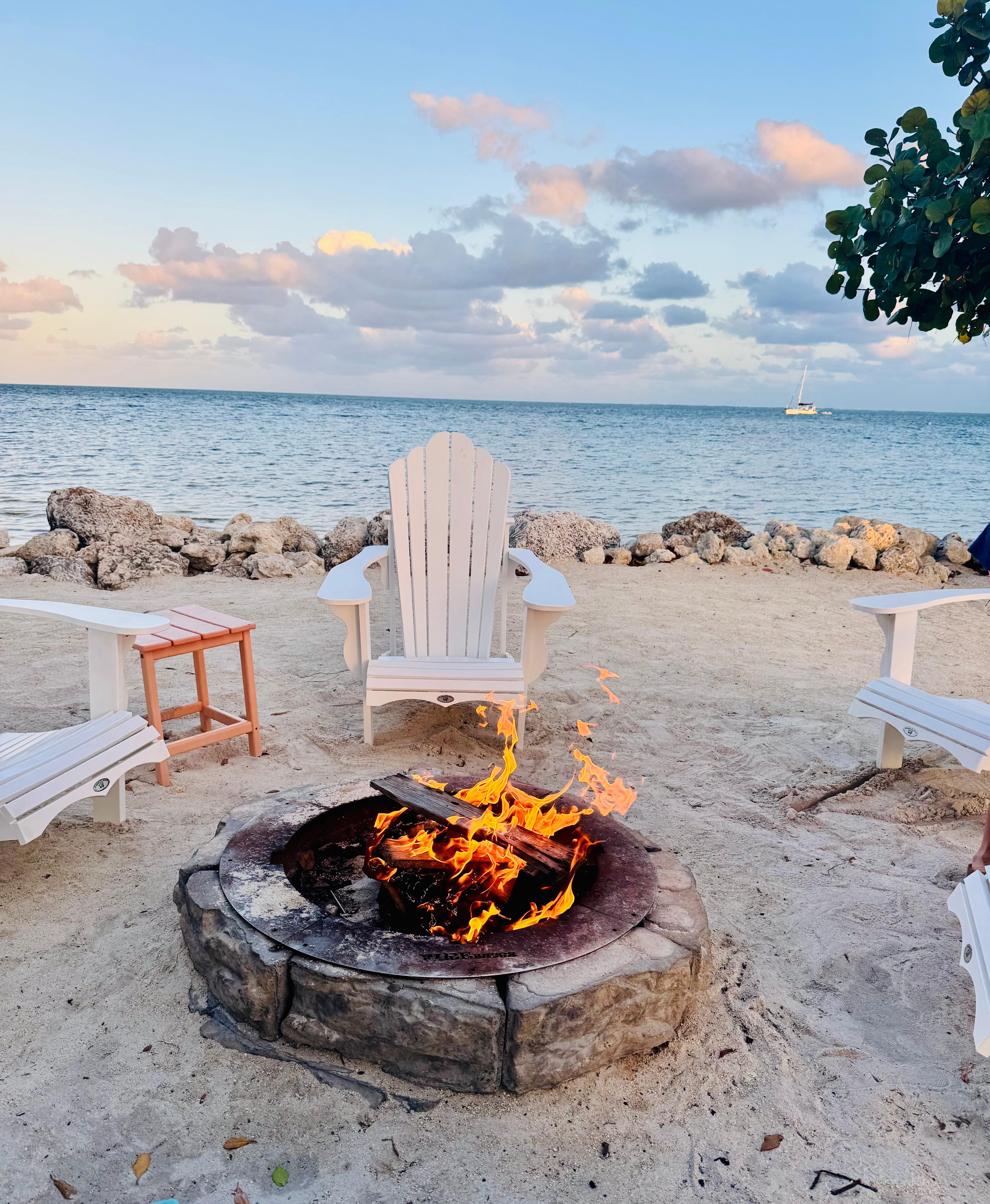 Grilling on the beach and enjoying a fire with the best scenery around!