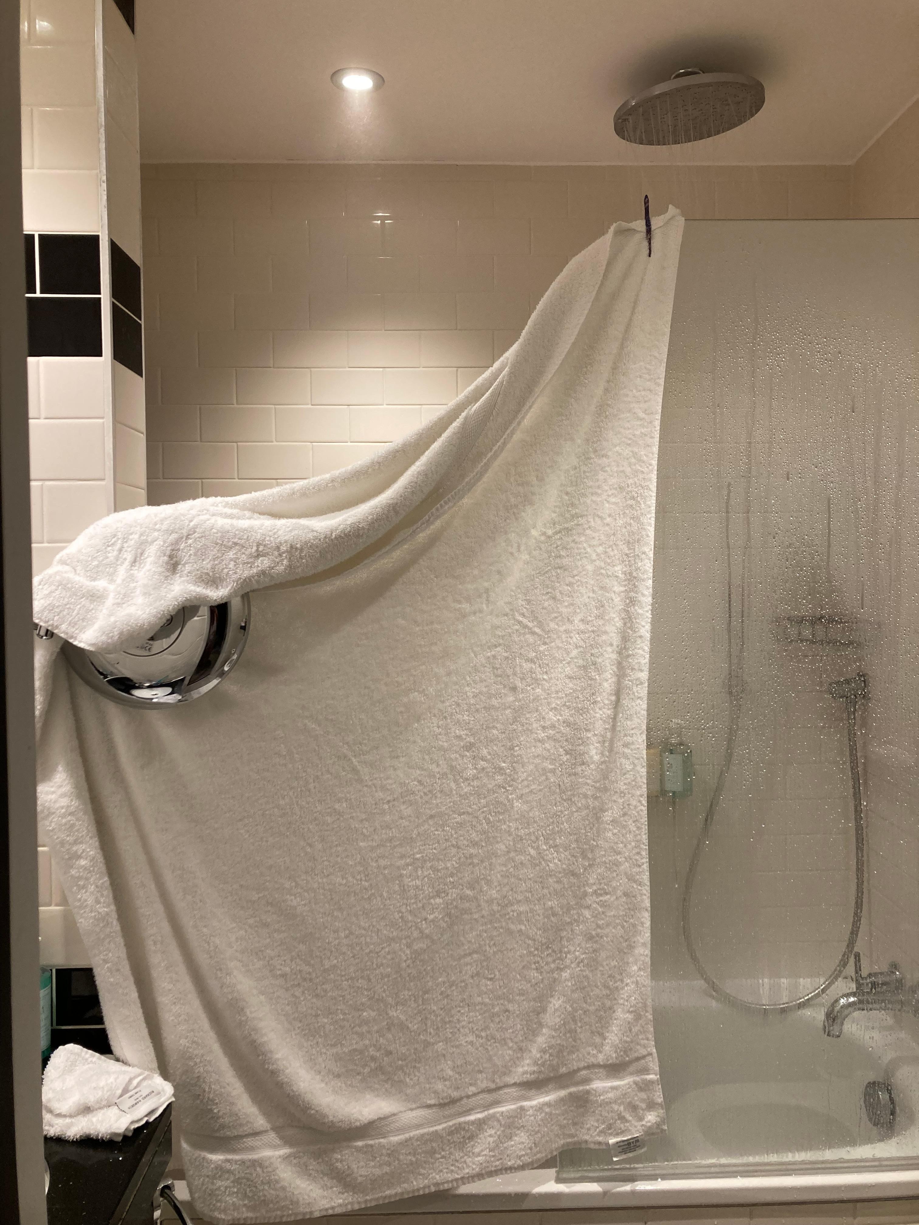 Our terrible shower, we adapted and over came Haha 