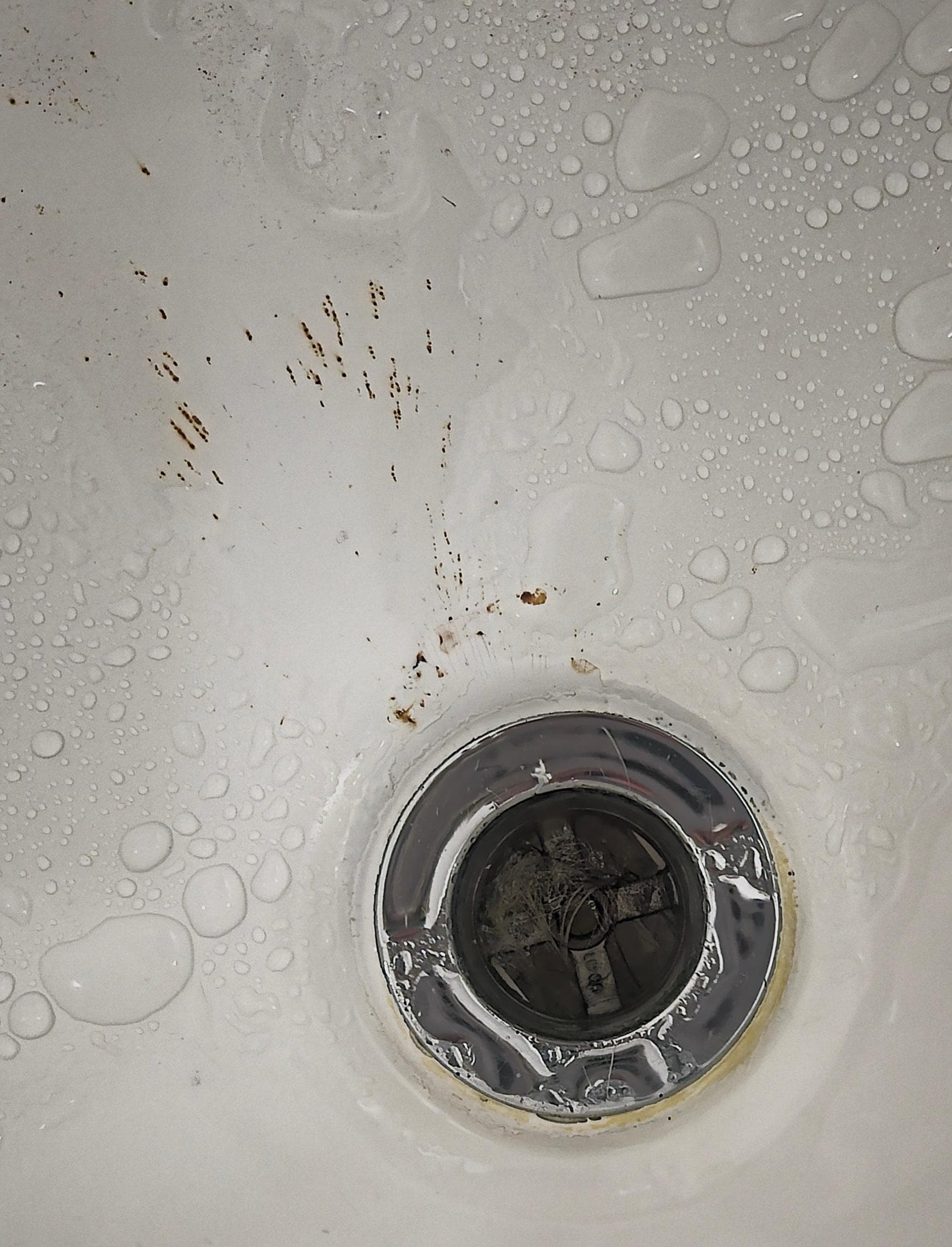 Dirty tub and very nasty stuff in the drain