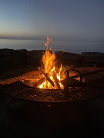 Bonfire by the lake.