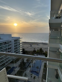 Sunset from the hôtel balcony in our room