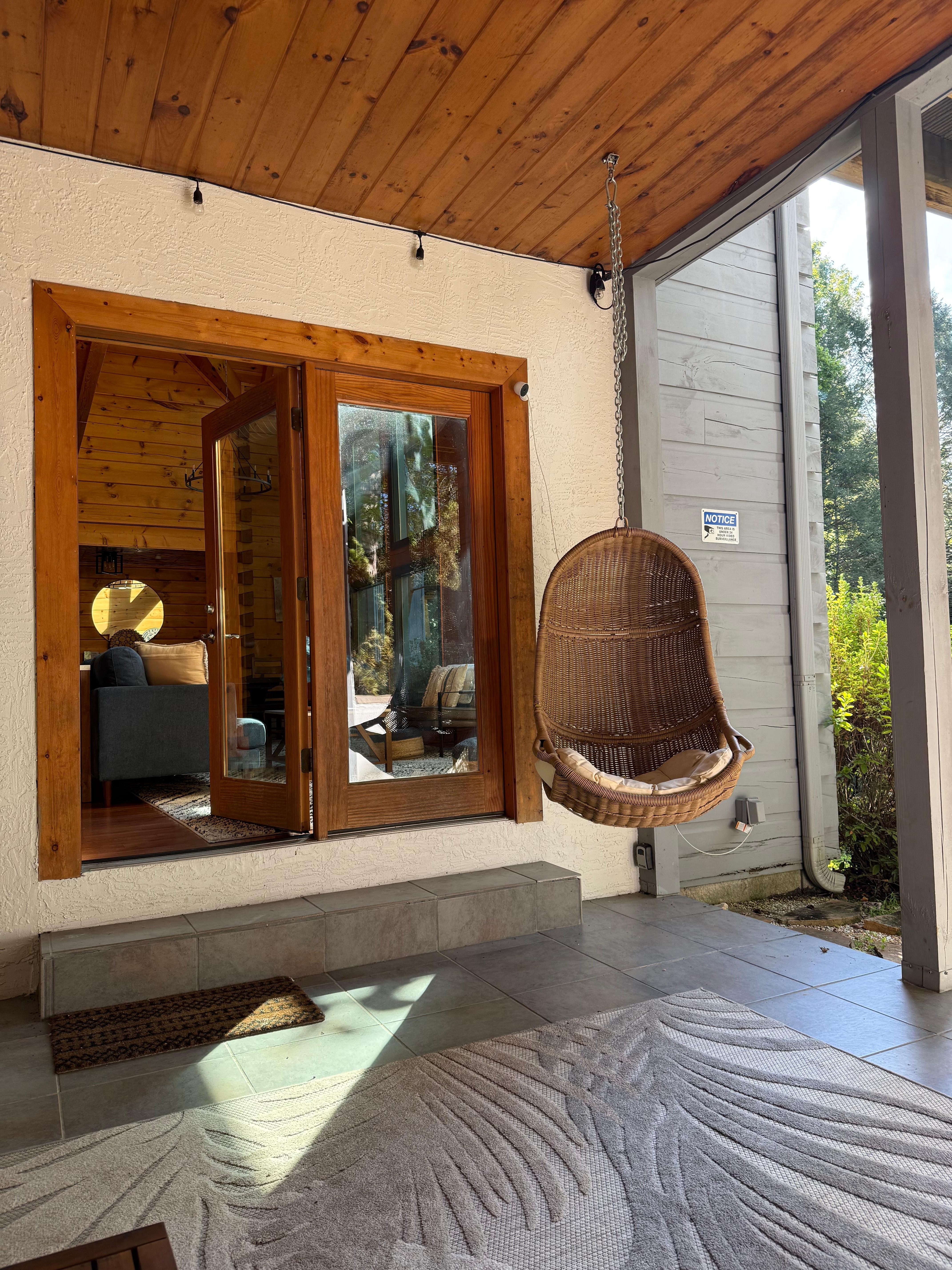 We sat outside and watched the football game.