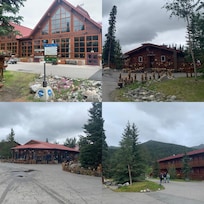 Buildings and little stores.