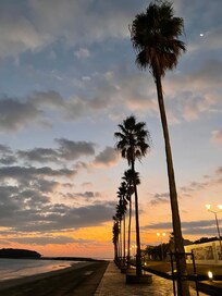 ホテル前のビーチで朝焼けを見ました。