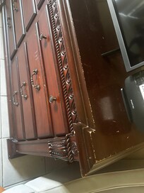 Furniture very beat up.