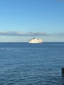 Watching a cruise ship go by. 🥰