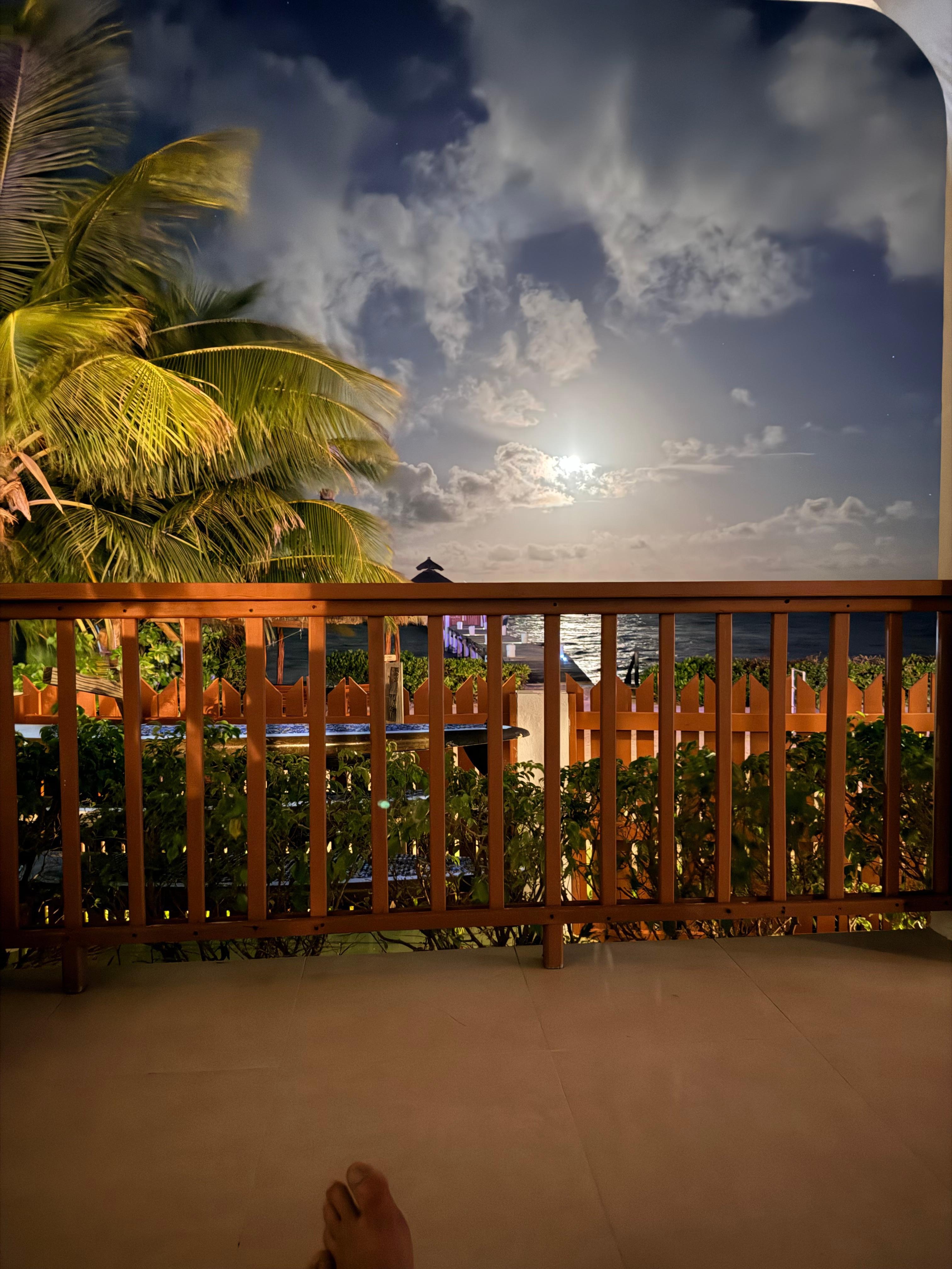 Beautiful moonlit evening on the porch