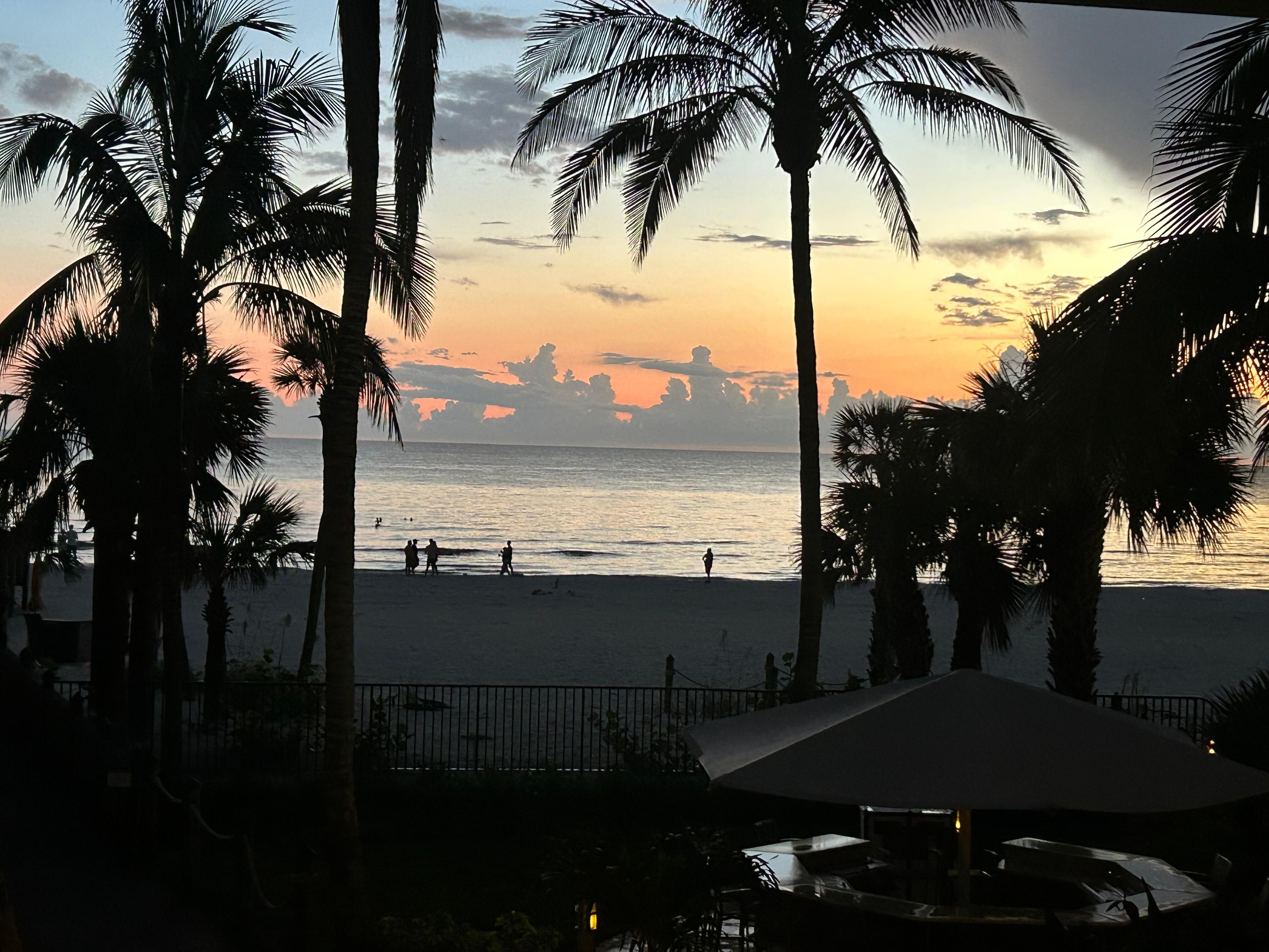 Sunset view from the billiard table area. 