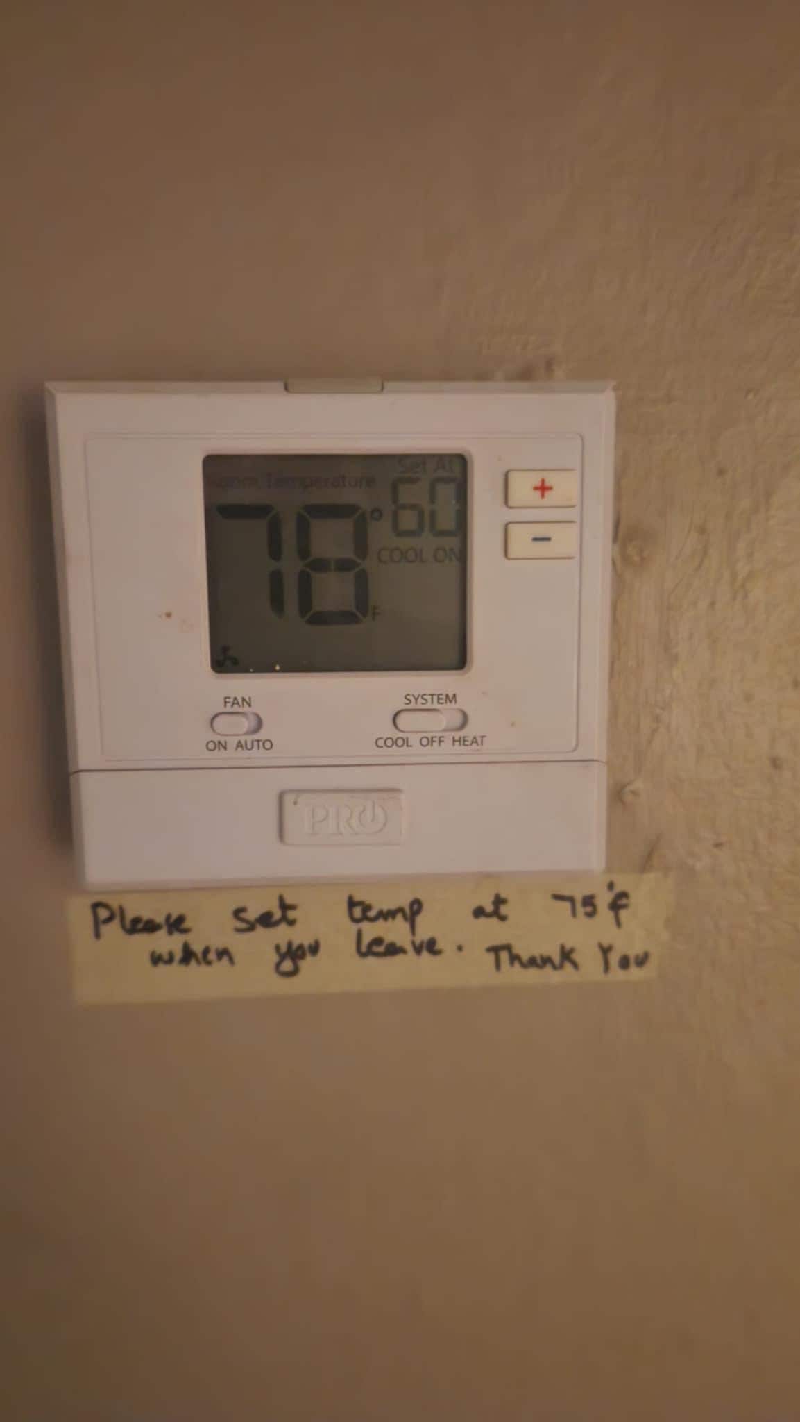 AC increased temp even though it was set to 60 degrees!