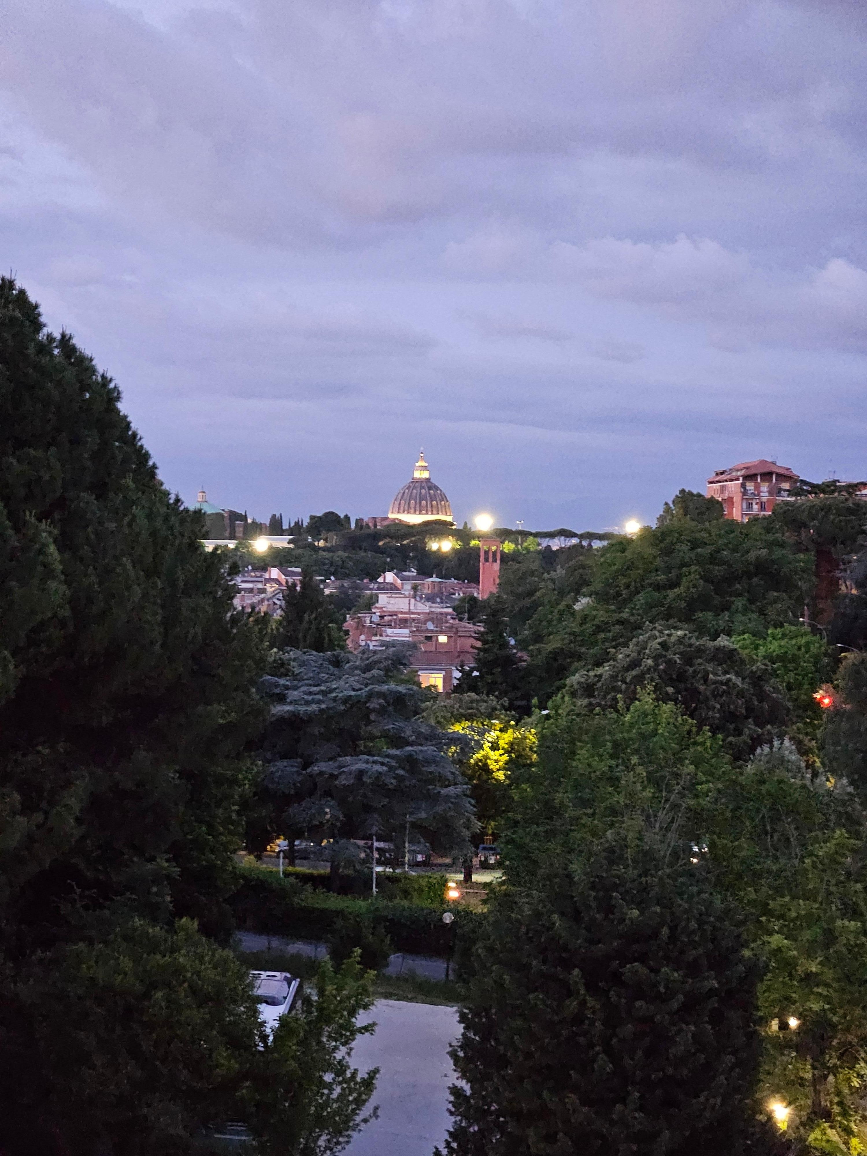 Blick von der Dachterrasse Richtung Basilica San Pietro.