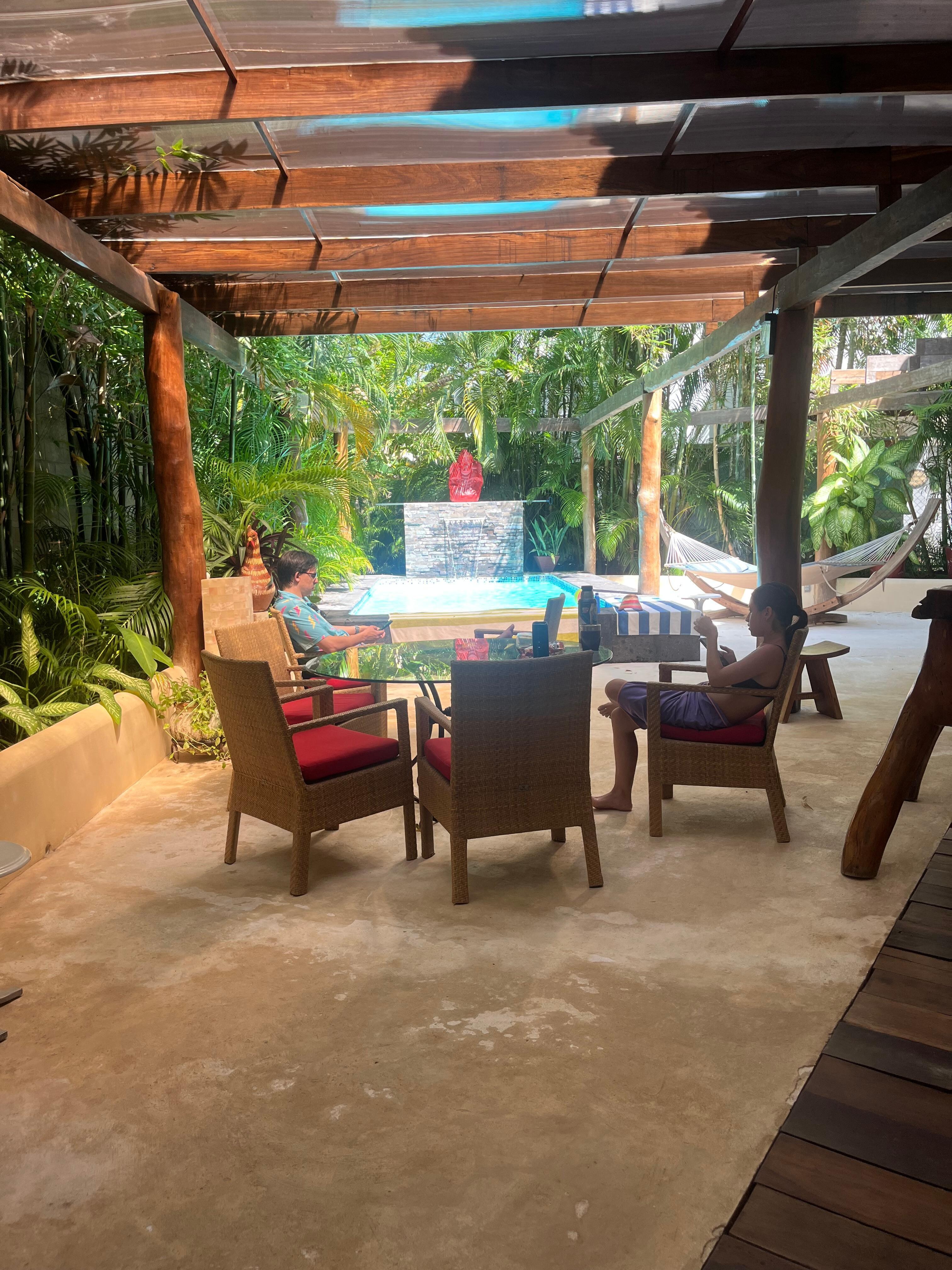 Backyard private pool and table