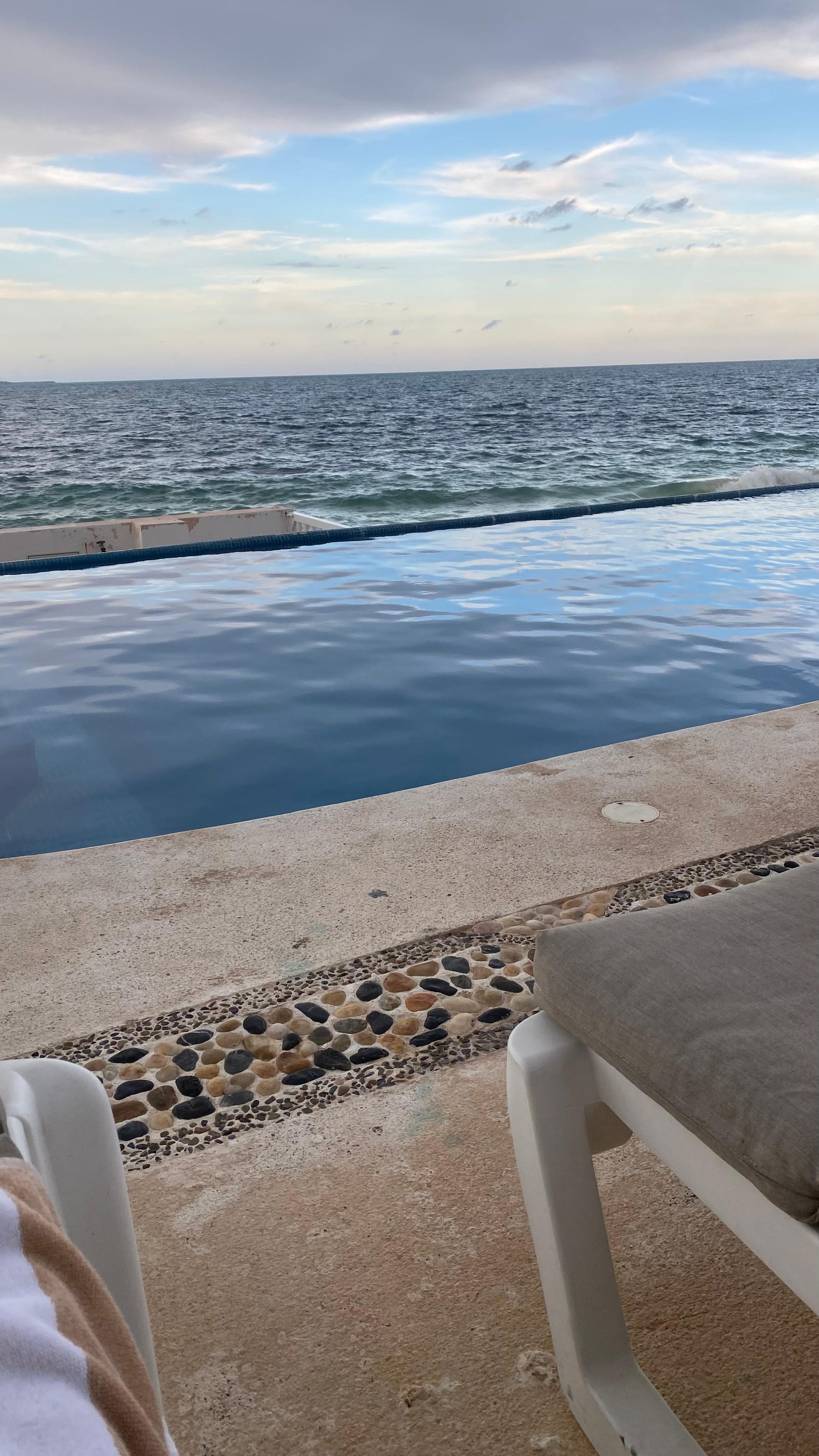 View looking over the infinity pool toward the Ocean