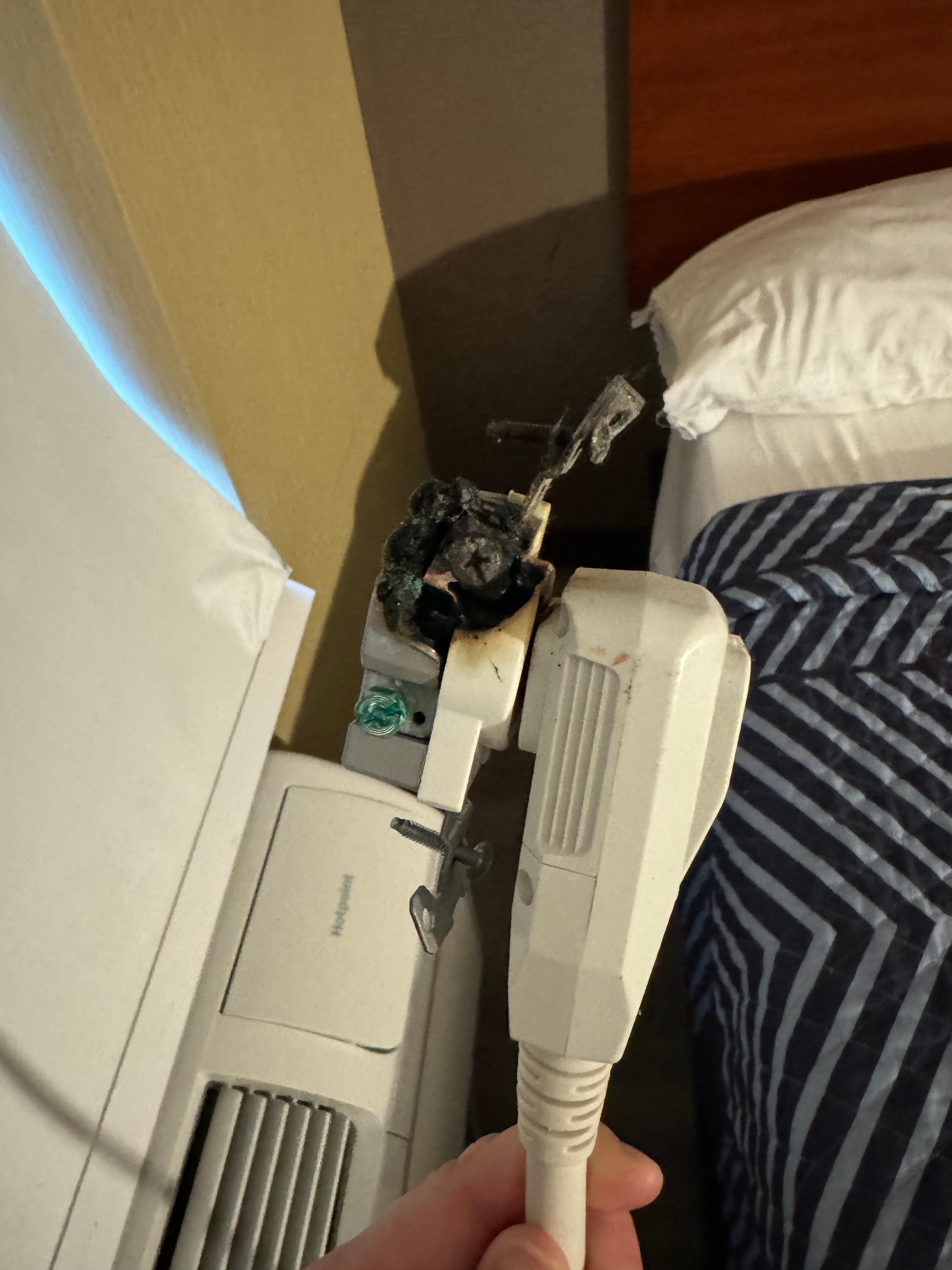 socket burned out of the wall ... 