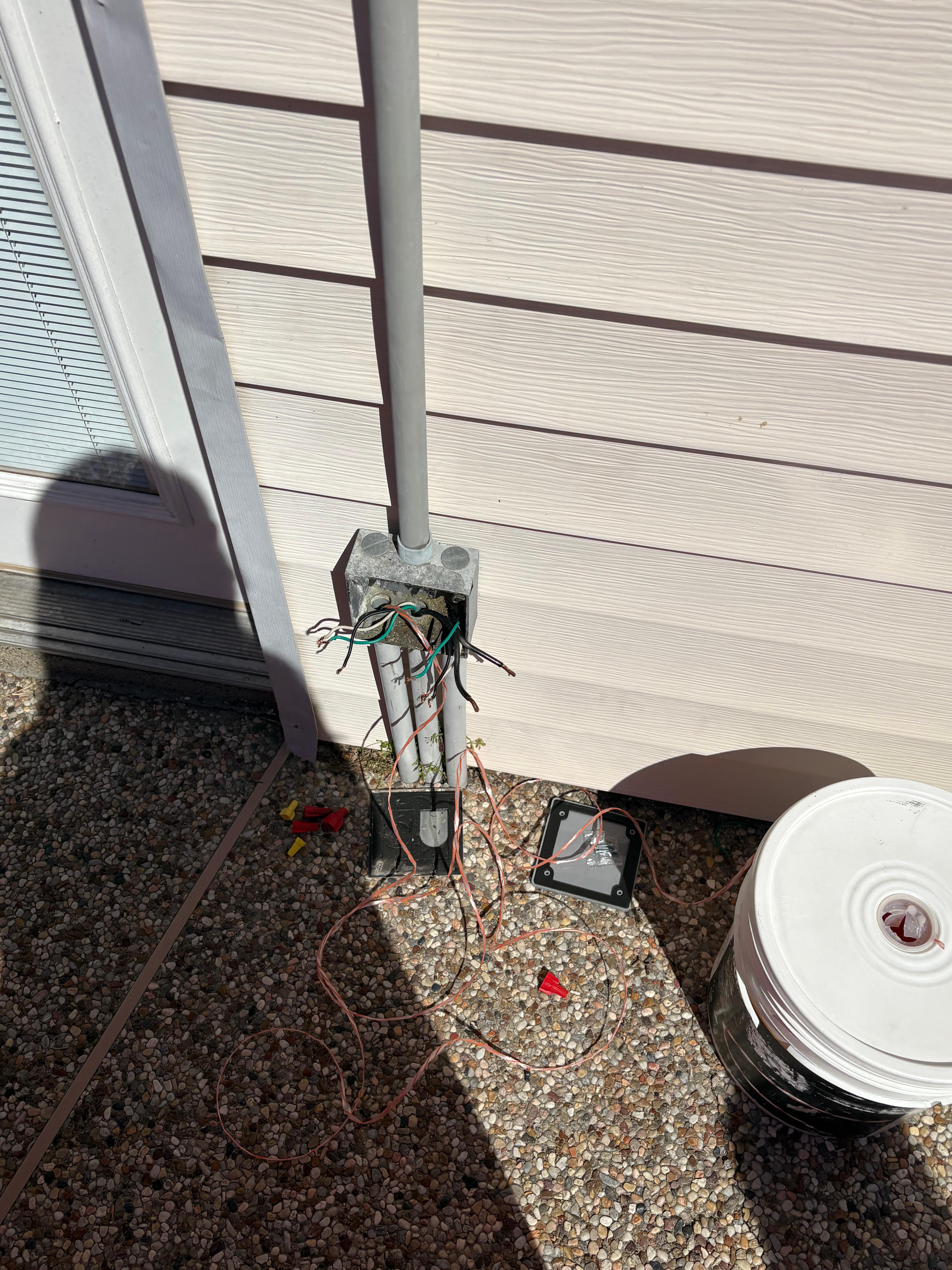 Exposed wiring in back yard where no lights or pool or hot in functions worked 