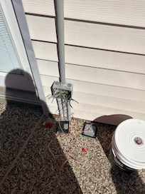 Exposed wiring in back yard where no lights or pool or hot in functions worked
